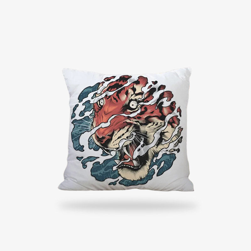 Une housse coussin japonais tigre de couleur blanc