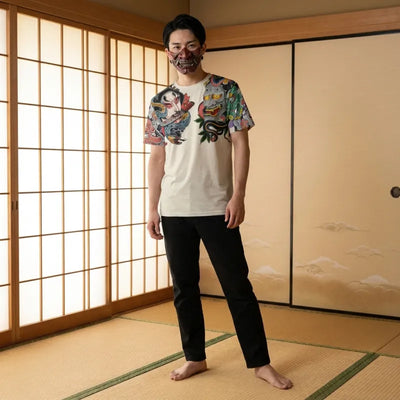 Irezumi T-shirt manches Yurei et Oni vue de face rapprochée