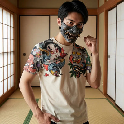 Irezumi T-shirt motif tatouage japonais vue de face