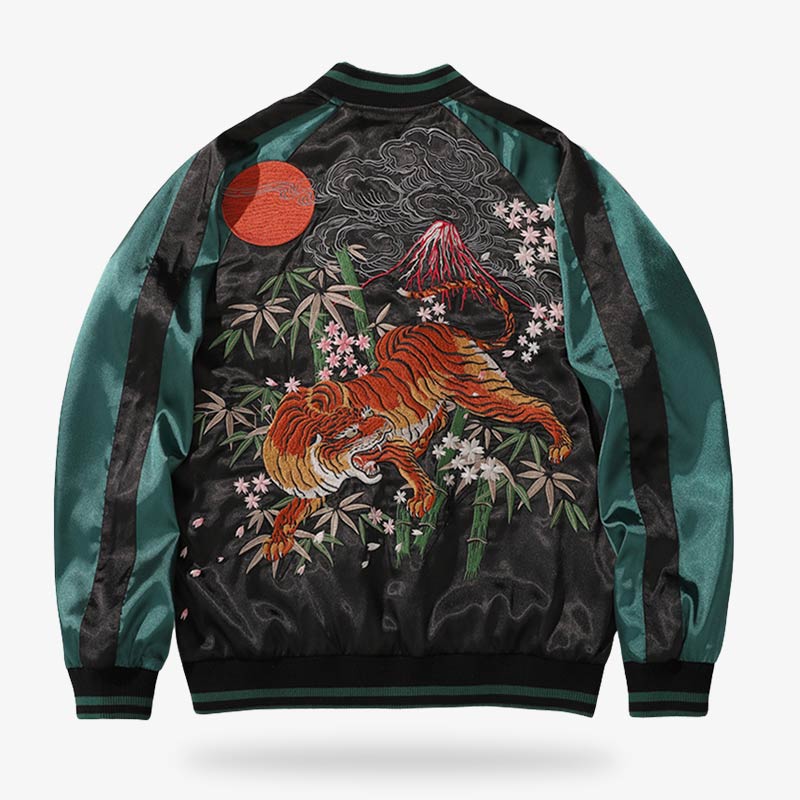 Jacket sukajan motif tigre brodé main