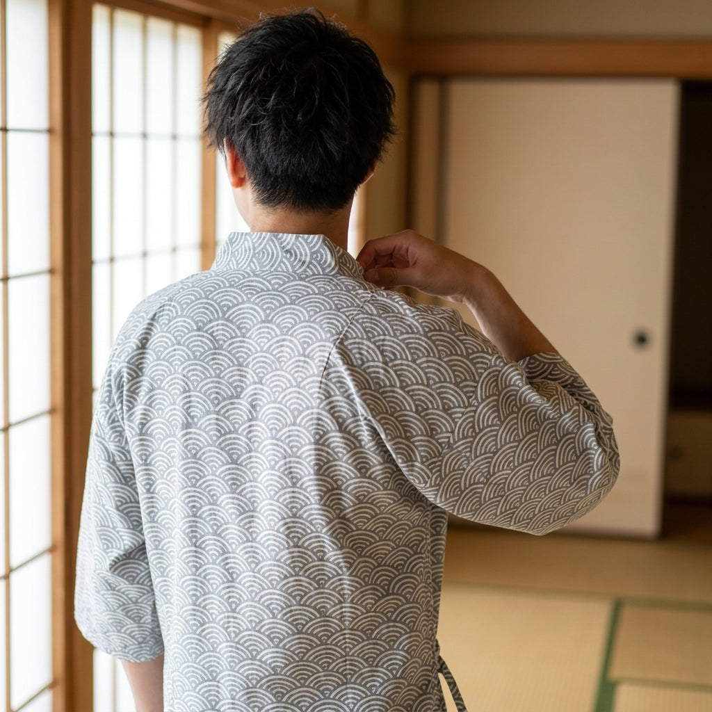 Jinbei homme motif seigaiha été