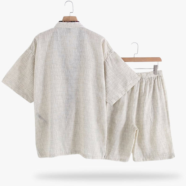 Ce jinbei japonais pyjama est un kimono d'été confortable avec une veste et un short
