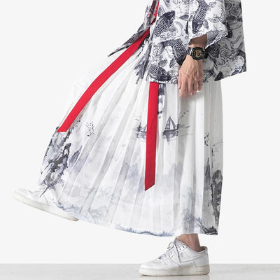 Jupe kimono japonaise blanche, vêtement traditionnel du Japon