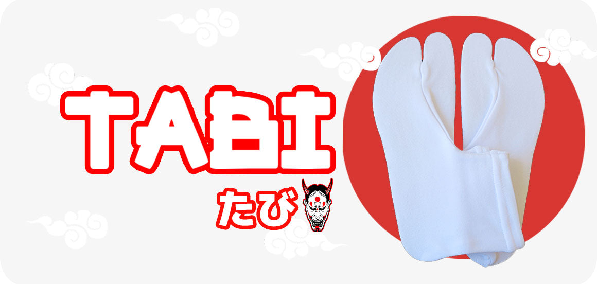 Paire de chaussettes japonaise tabi de couleur blanches. Elles se portent avec des kimono accessoires comme des sandales Geta et une ceinture Obi