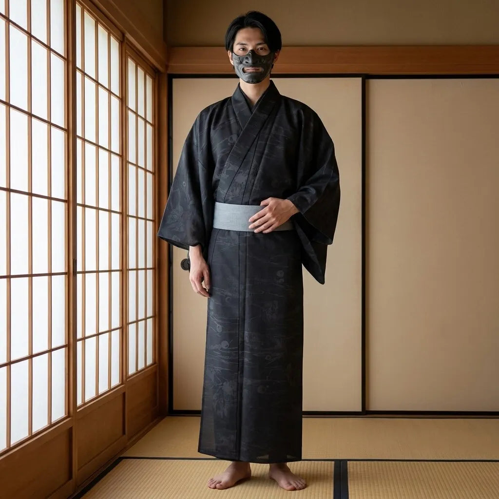 Kimono Bambou Homme porté de face sur fond neutre