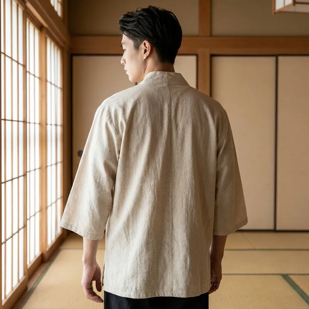 Kimono cardigan blanc vu de dos