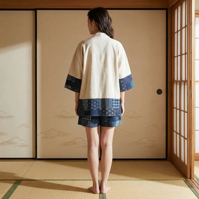 Kimono Cardigan Court détail du dos et des motifs