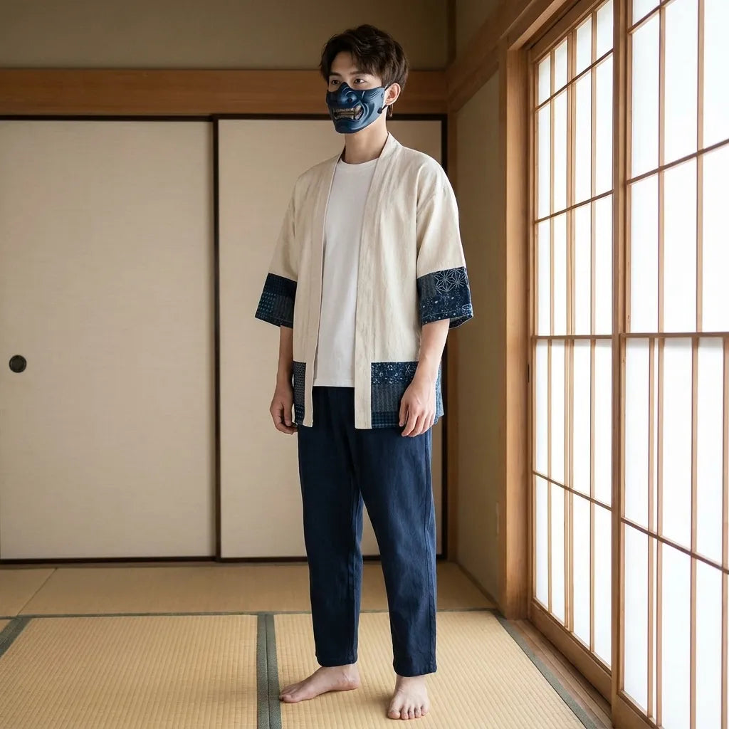Kimono Cardigan Court porté de face