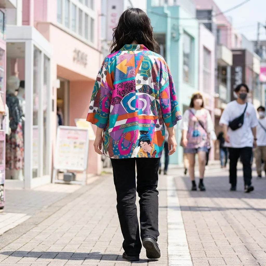Kimono Coloré Femme vue arrière