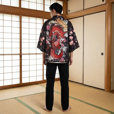 Kimono Dragon Homme vu de dos, motif complet visible
