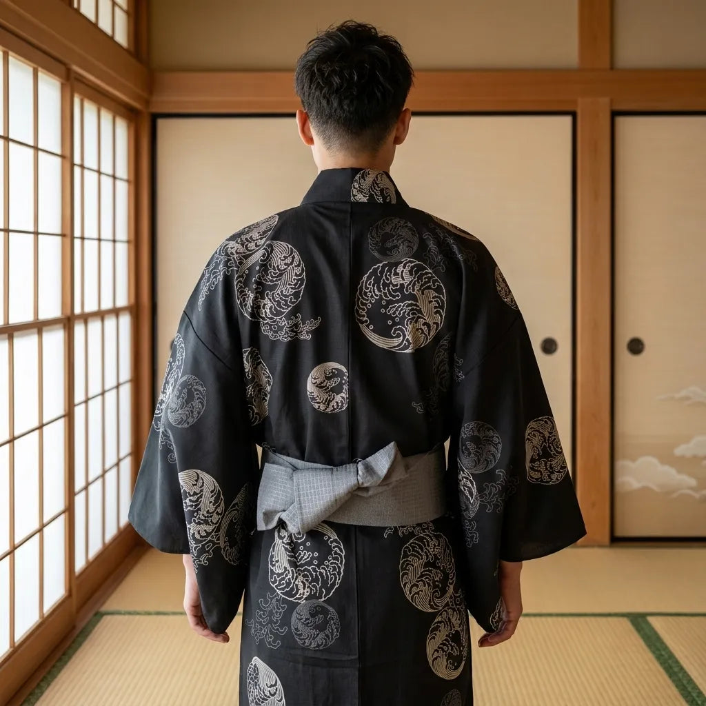 Kimono d'été homme motif japonais traditionnel