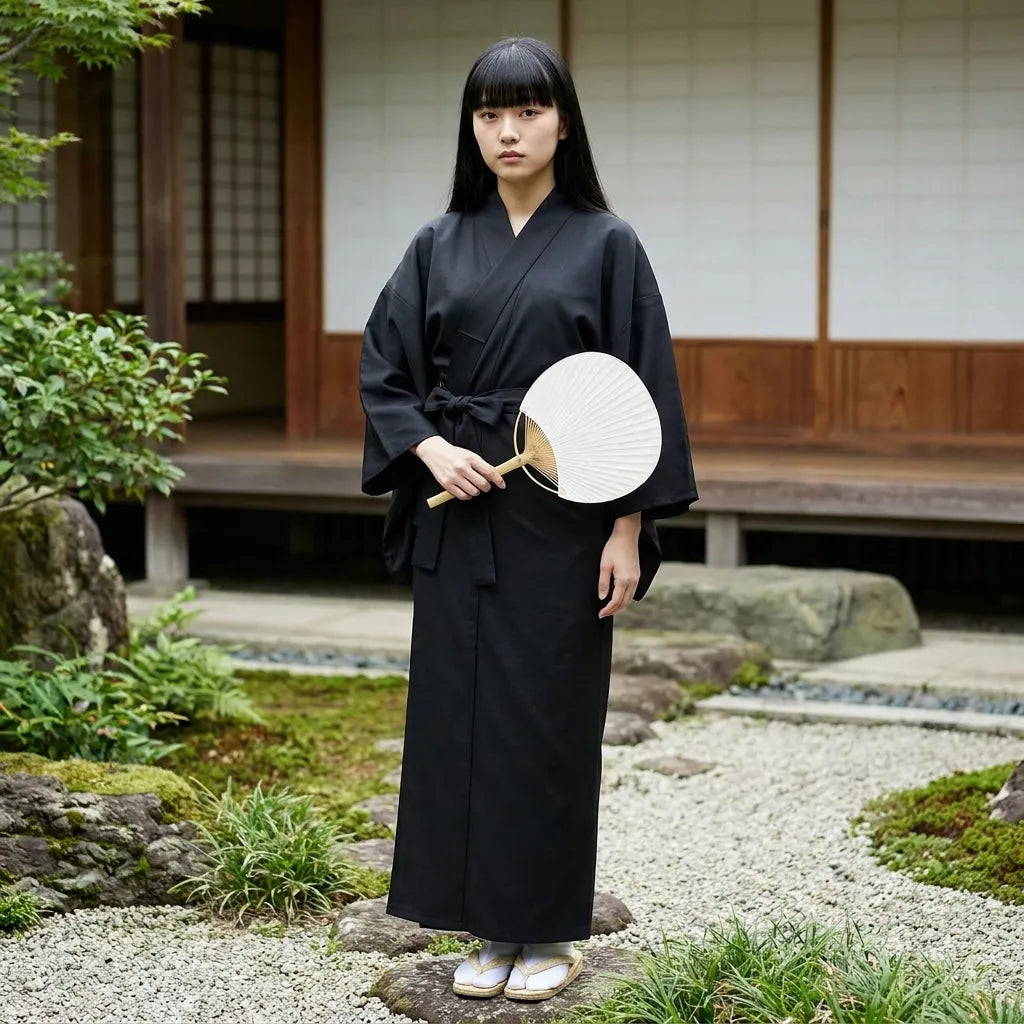 Kimono Femme Noir vue arrière