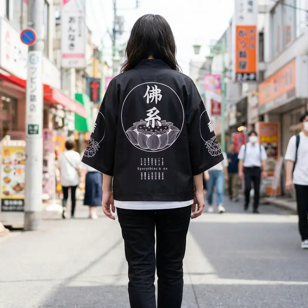 Kimono japonais Kyoto porté par une femme dans une pièce japonaise traditionnelle