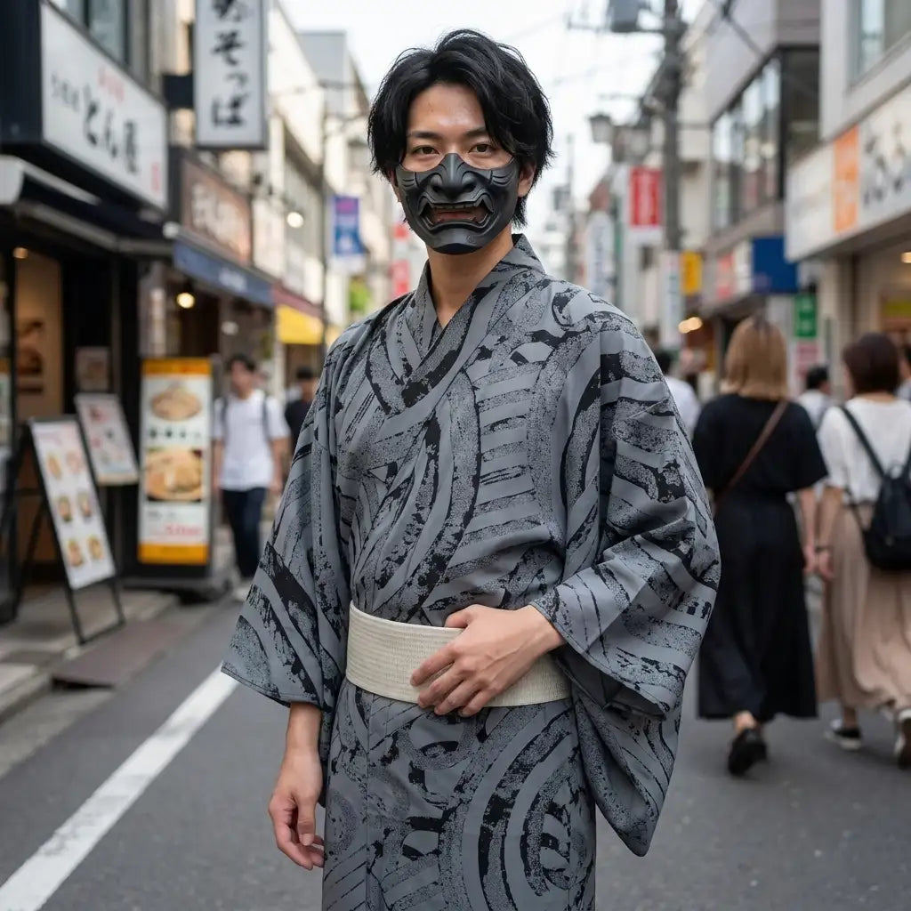 Kimono Gris Homme vue arrière