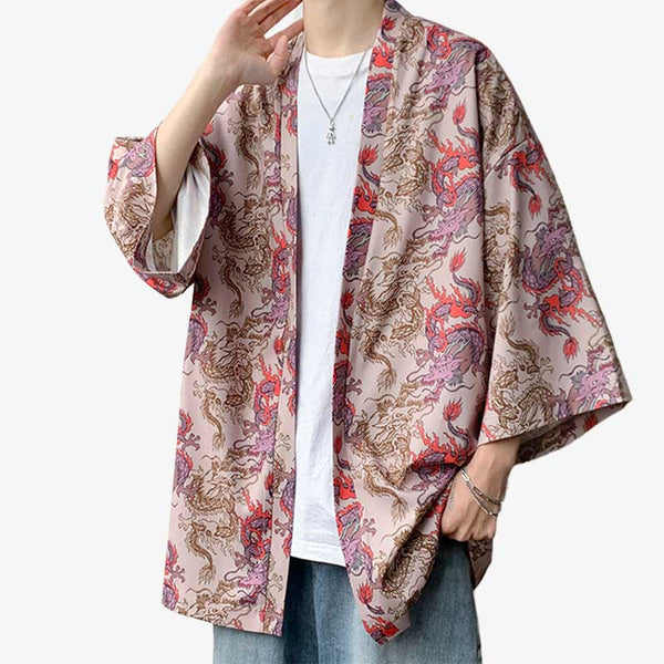 La veste kimono haori dragon est oversize pour aller a toutes les silhouettes. C'est un vetement japonais traditionnel