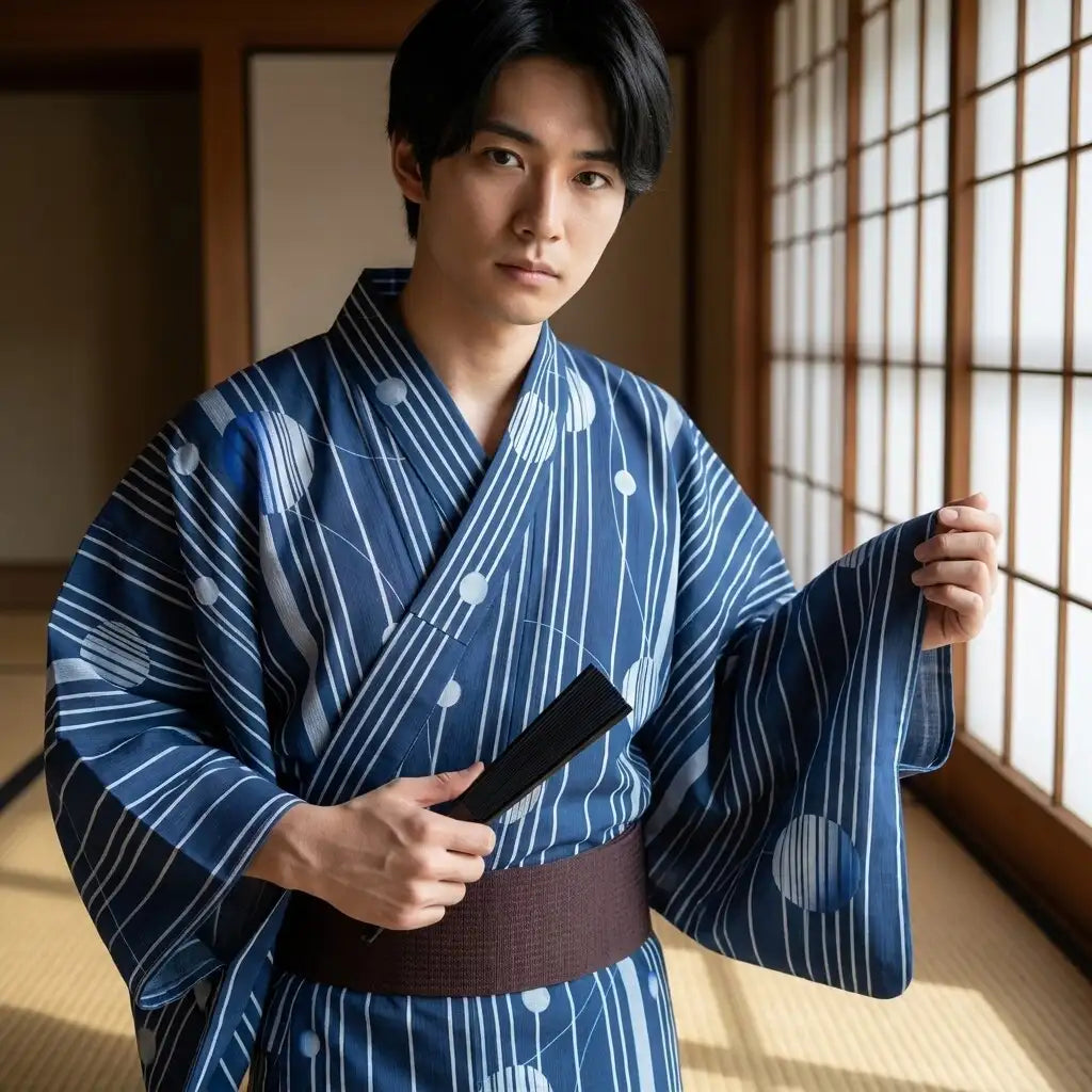 Kimono homme porté de façon décontractée
