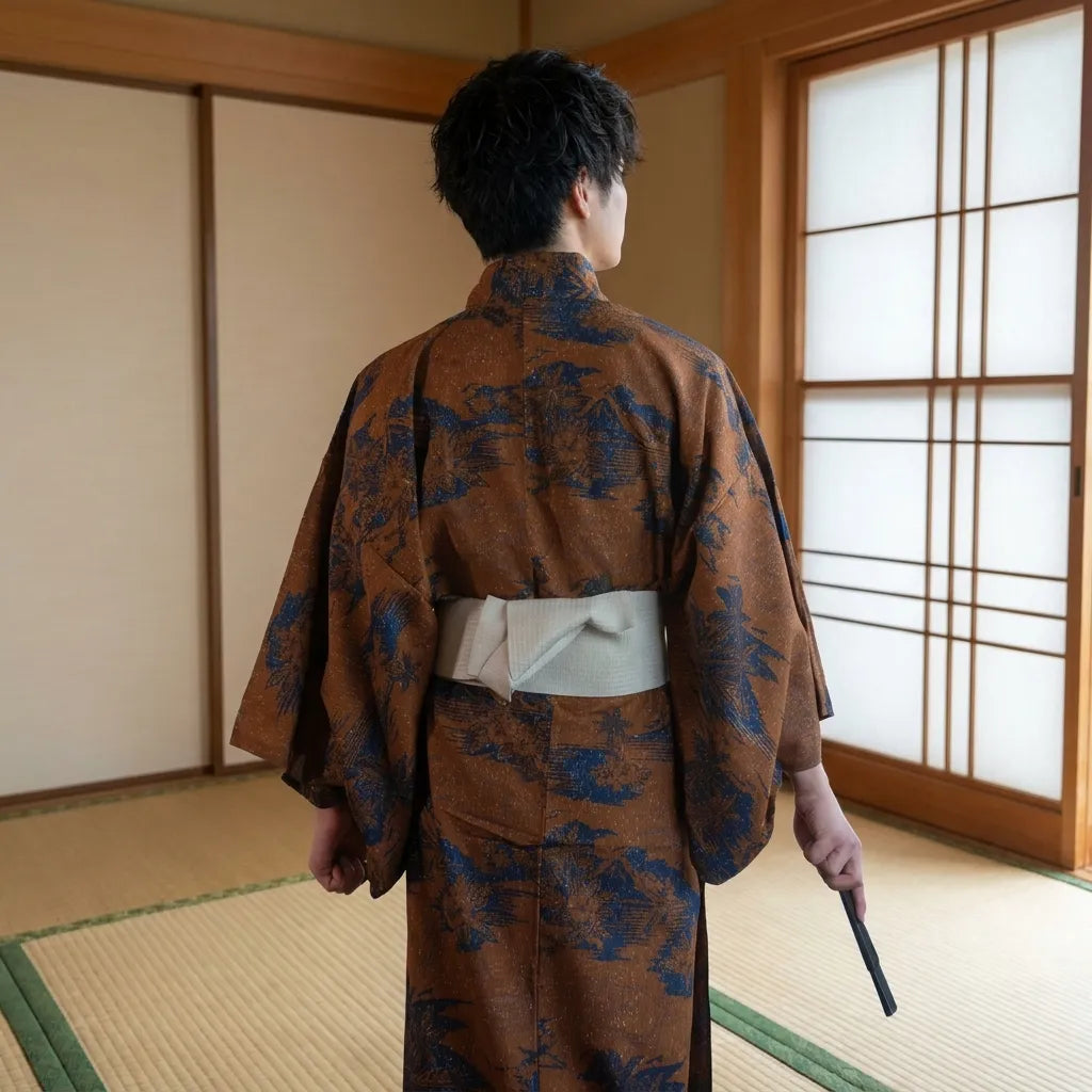 Kimono Homme Marron vue de face