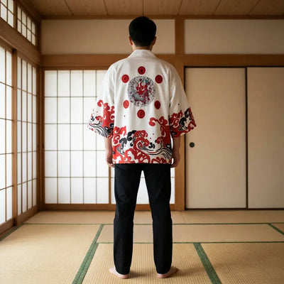 Veste Style Kimono Homme vu de dos, motif complet visible