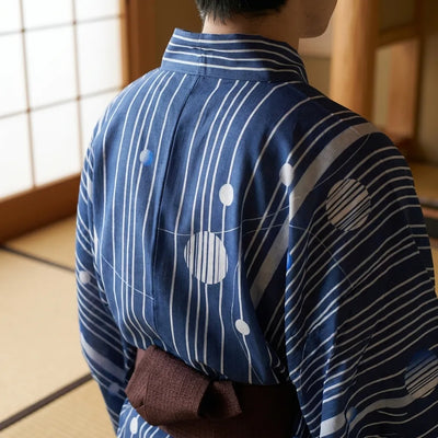 Kimono homme motif uni bleu