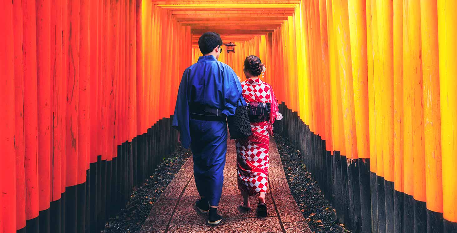 Vue frontale du kimono homme traditionnel