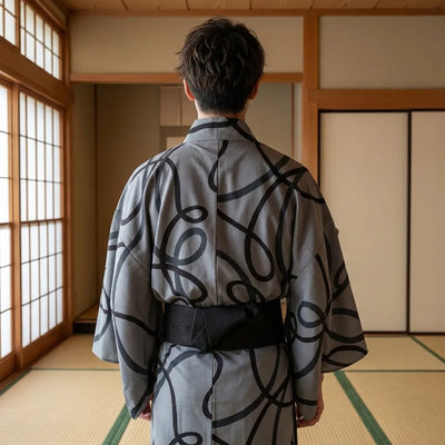 Kimono gris homme vue de dos