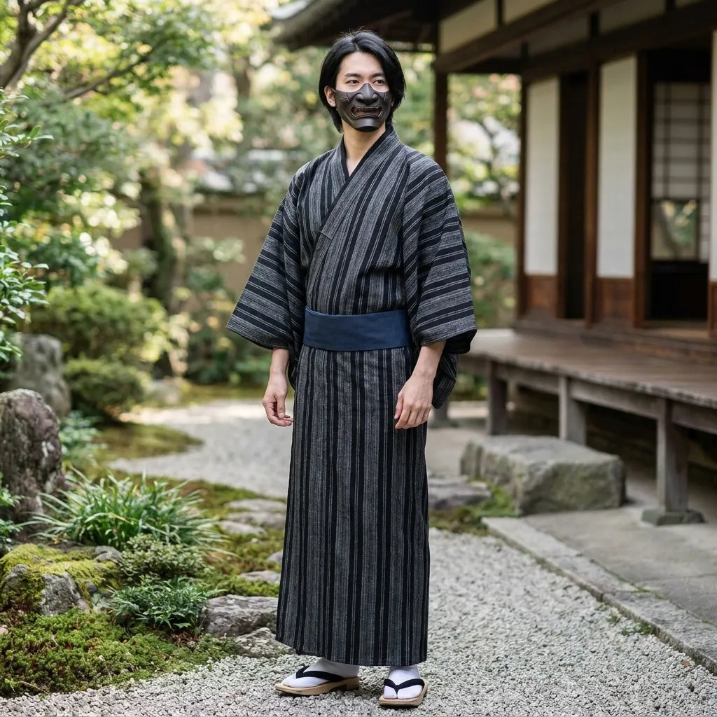 Kimono Japonais Homme Samurai vue arrière