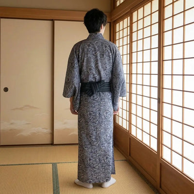 Kimono japonais motif vague vu de dos