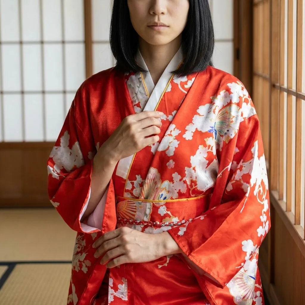 Kimono Japonais Rouge vue arrière