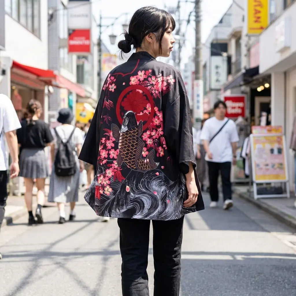 Kimono Koi Noir vue arrière