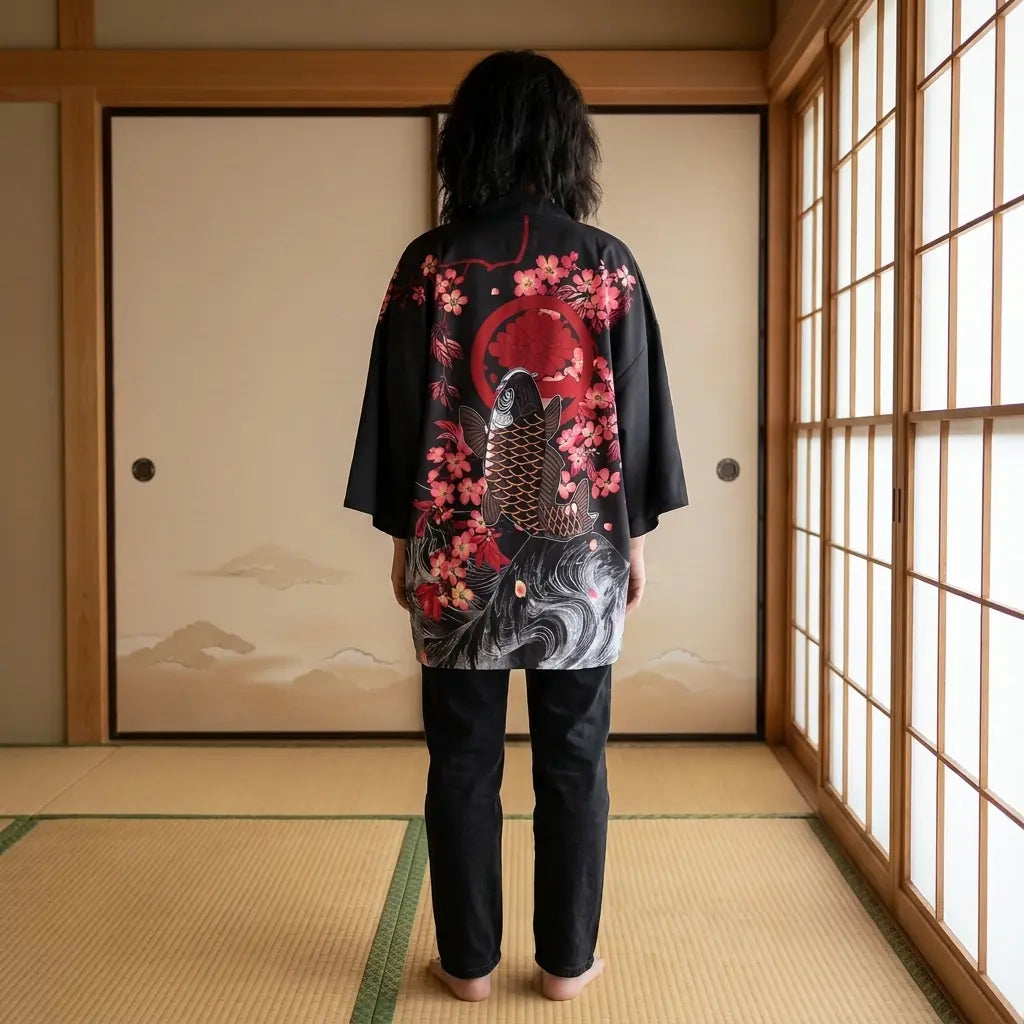 Kimono Koi Noir vue de face