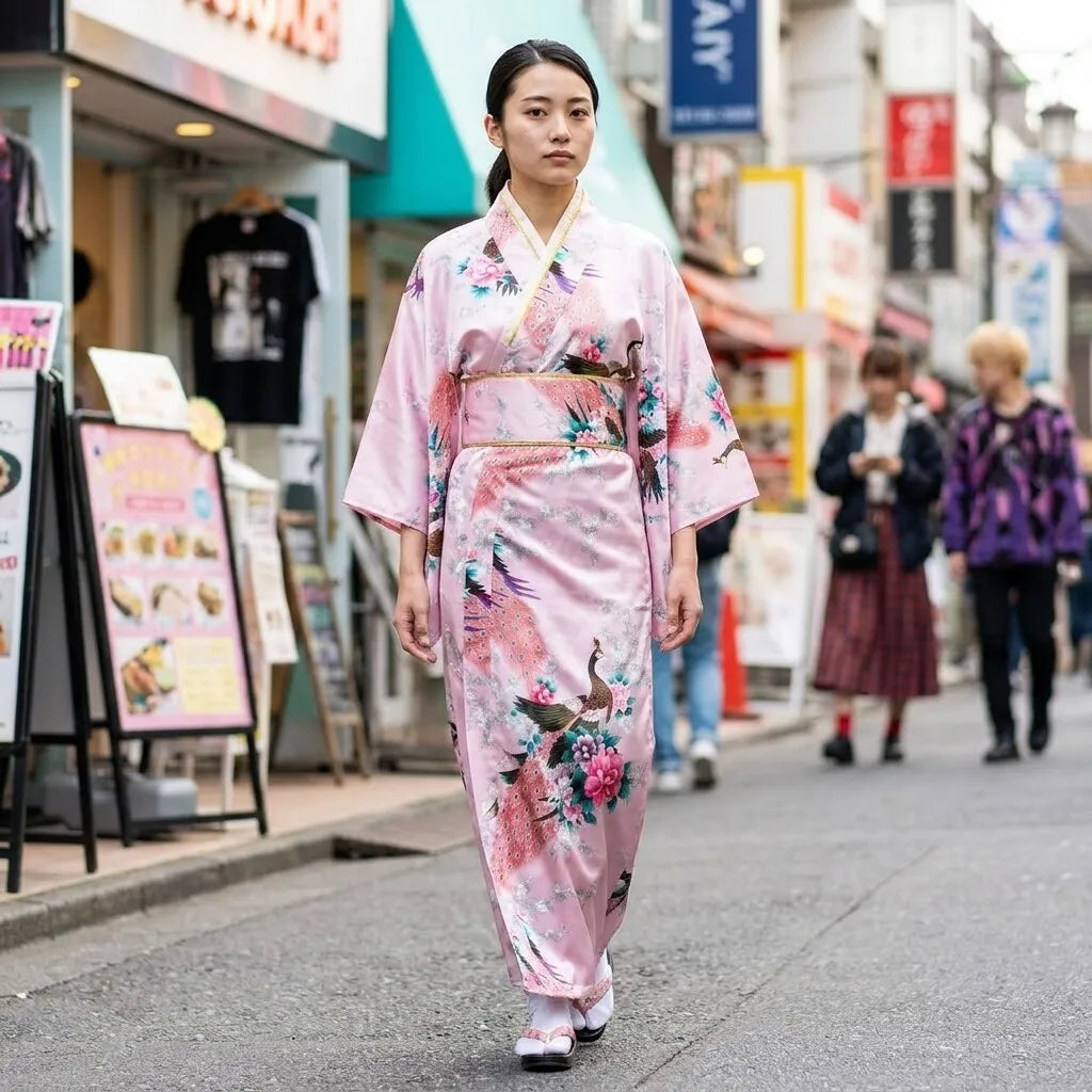 Kimono Long Rose Femme vue de face