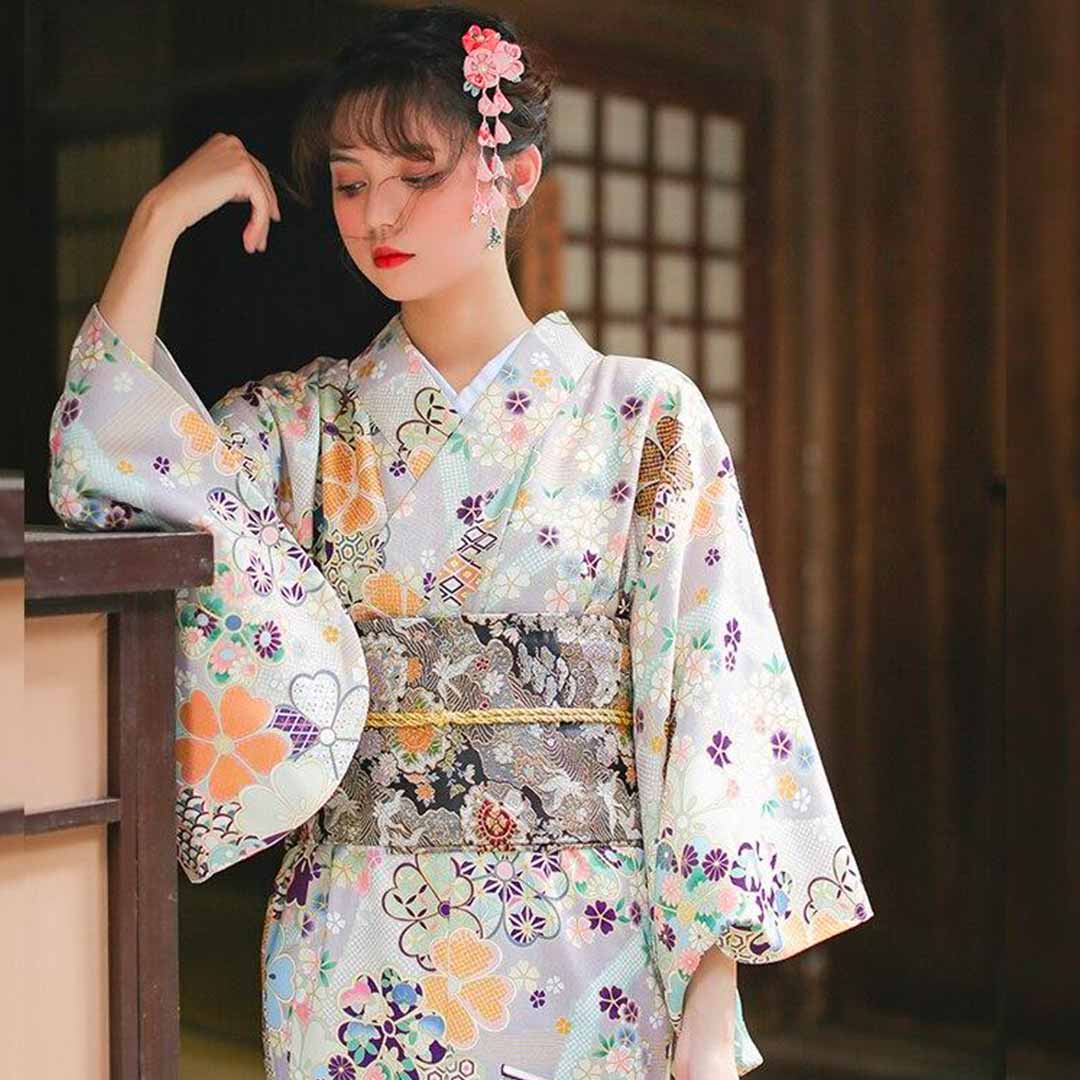 Kimono manches longues style traditionnel