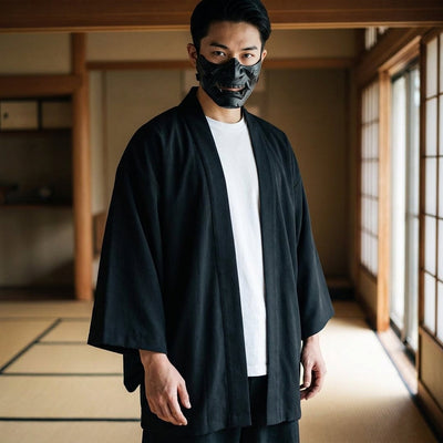 Kimono moderne homme porté avec jean brut
