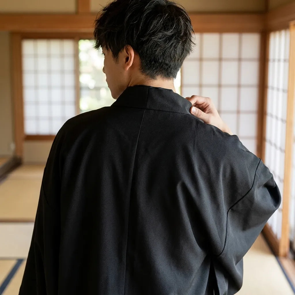 Kimono moderne homme vue de face sur mannequin