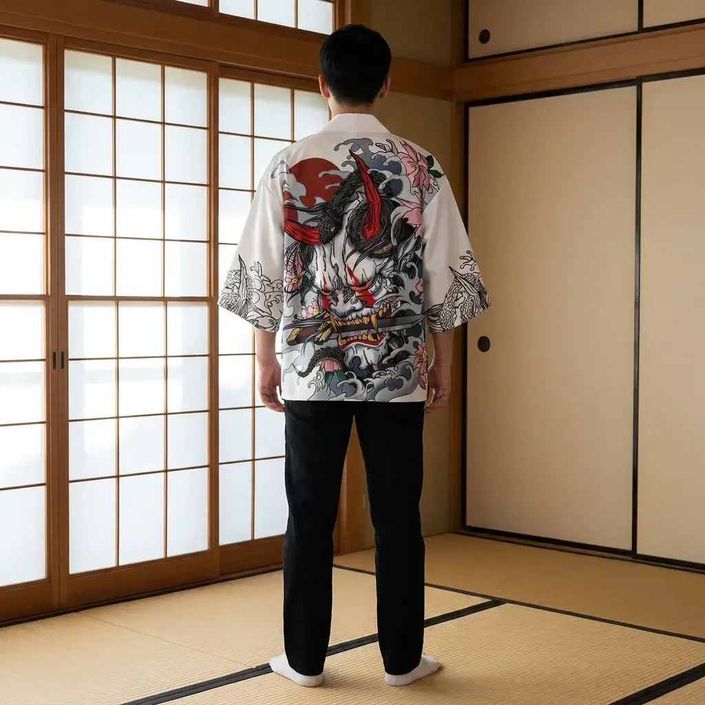 Kimono Hannya vu de dos, motif complet visible