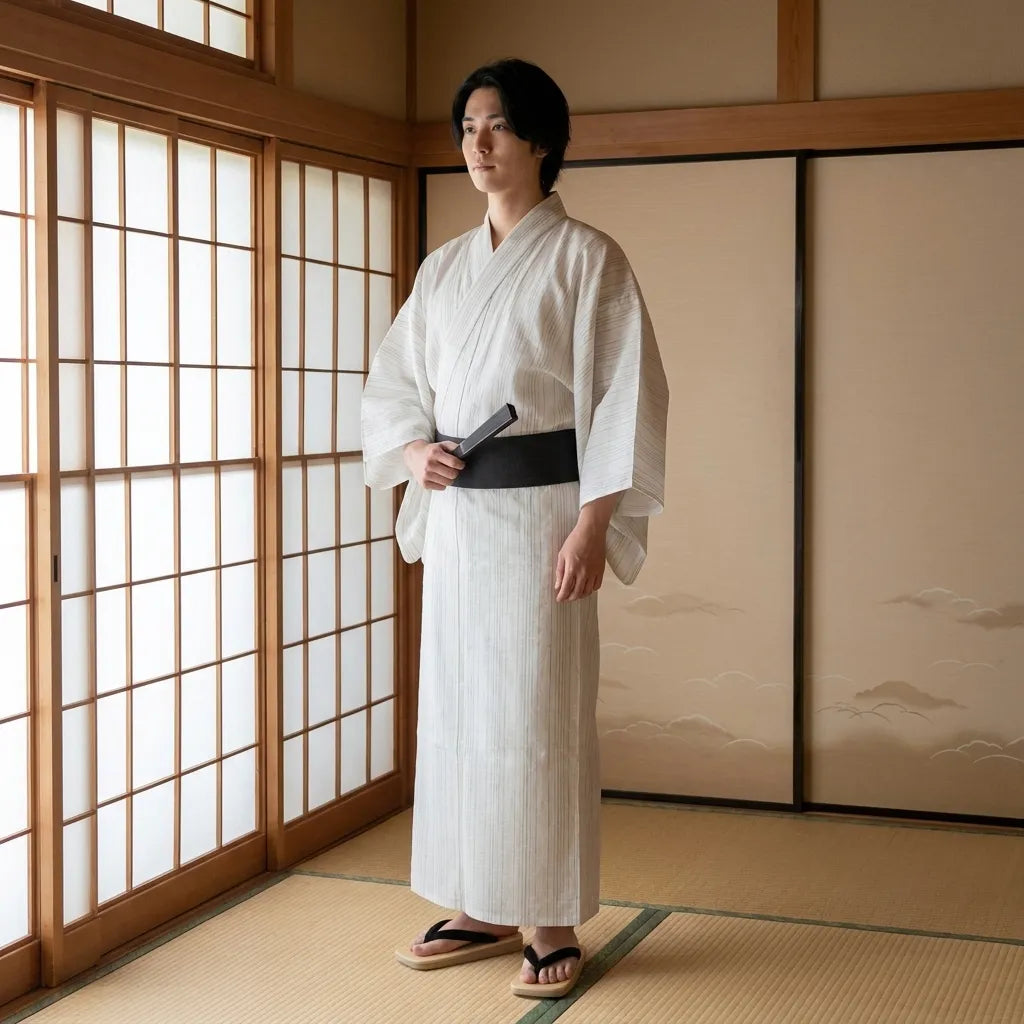 Kimono homme motif rayures verticales