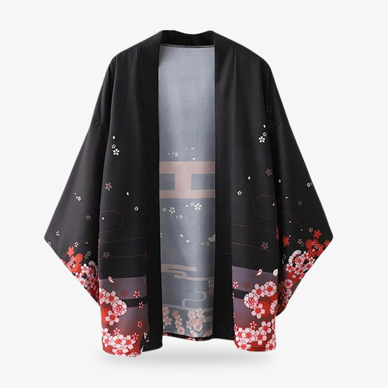 Le kimono renard kitsune allie élégance et légende, orné de motifs d'esprit renard qui ajoutent une touche de fantaisie à votre garde-robe.