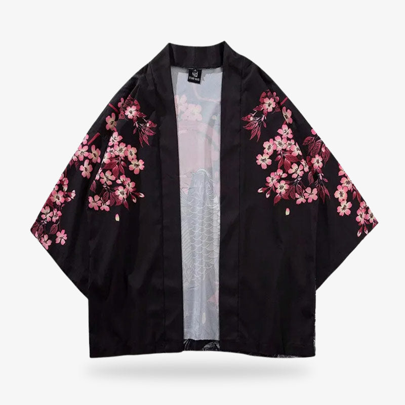 Kimono à motif sakura à superposer sur une tenue