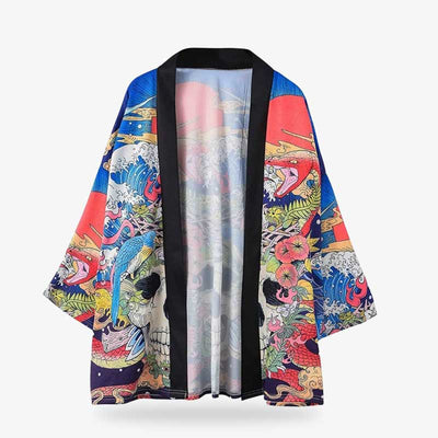 Kimono streetwear pour femme mêlant motifs traditionnels et style urbain
