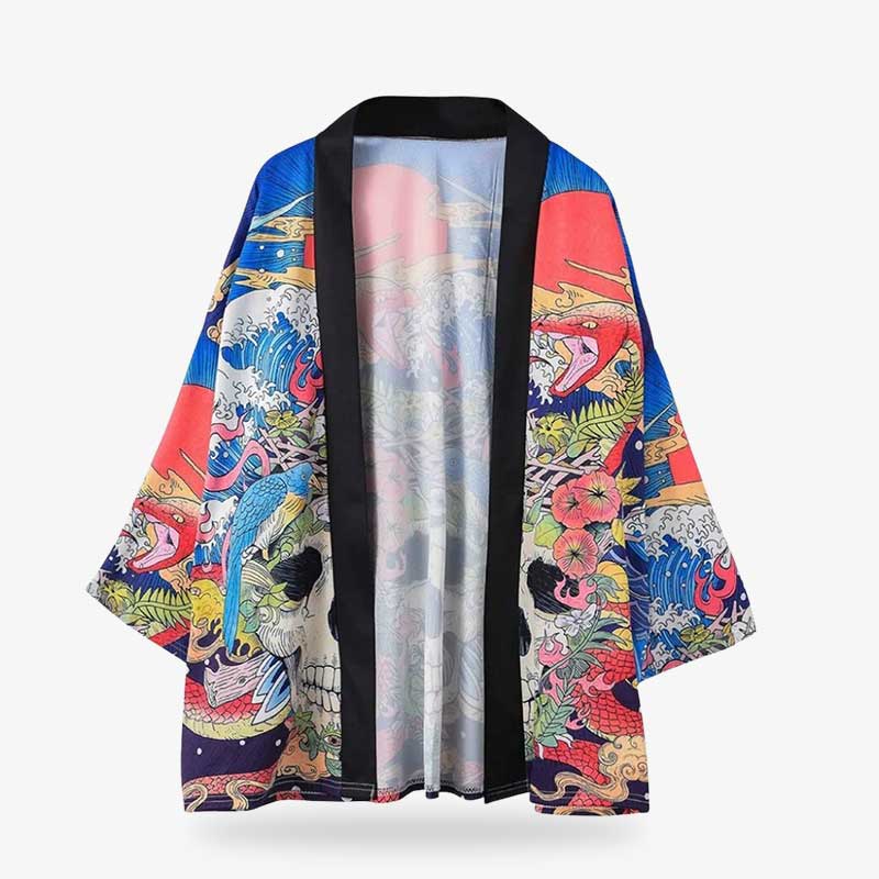Kimono streetwear pour femme mêlant motifs traditionnels et style urbain