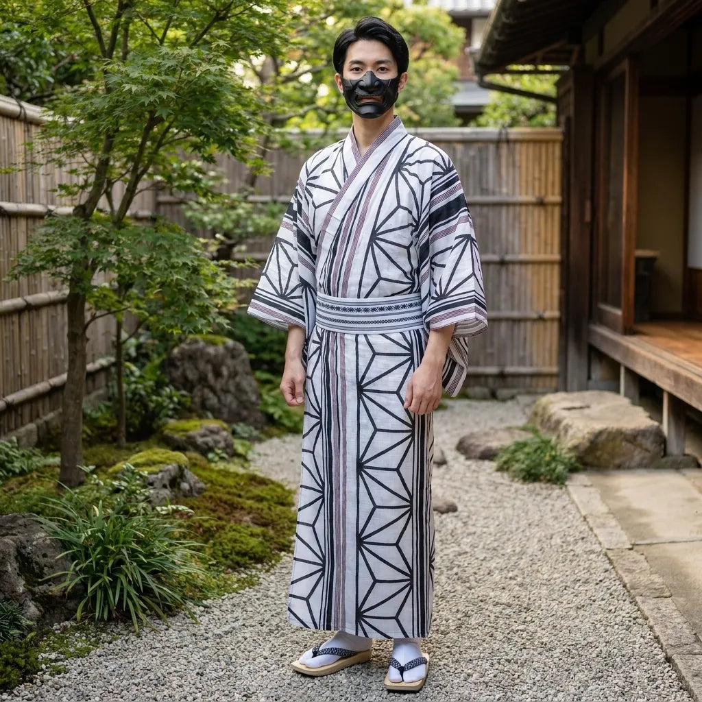 Kimono streetwear japonais homme porté ouvert