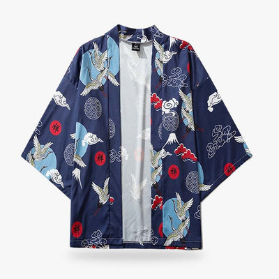 Kimono traditionnel japonais pour femme mettant en valeur le motif tsuru