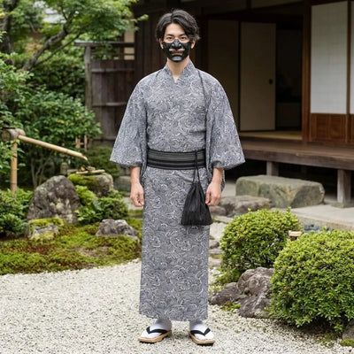 Kimono vague seigaiha homme porté de face