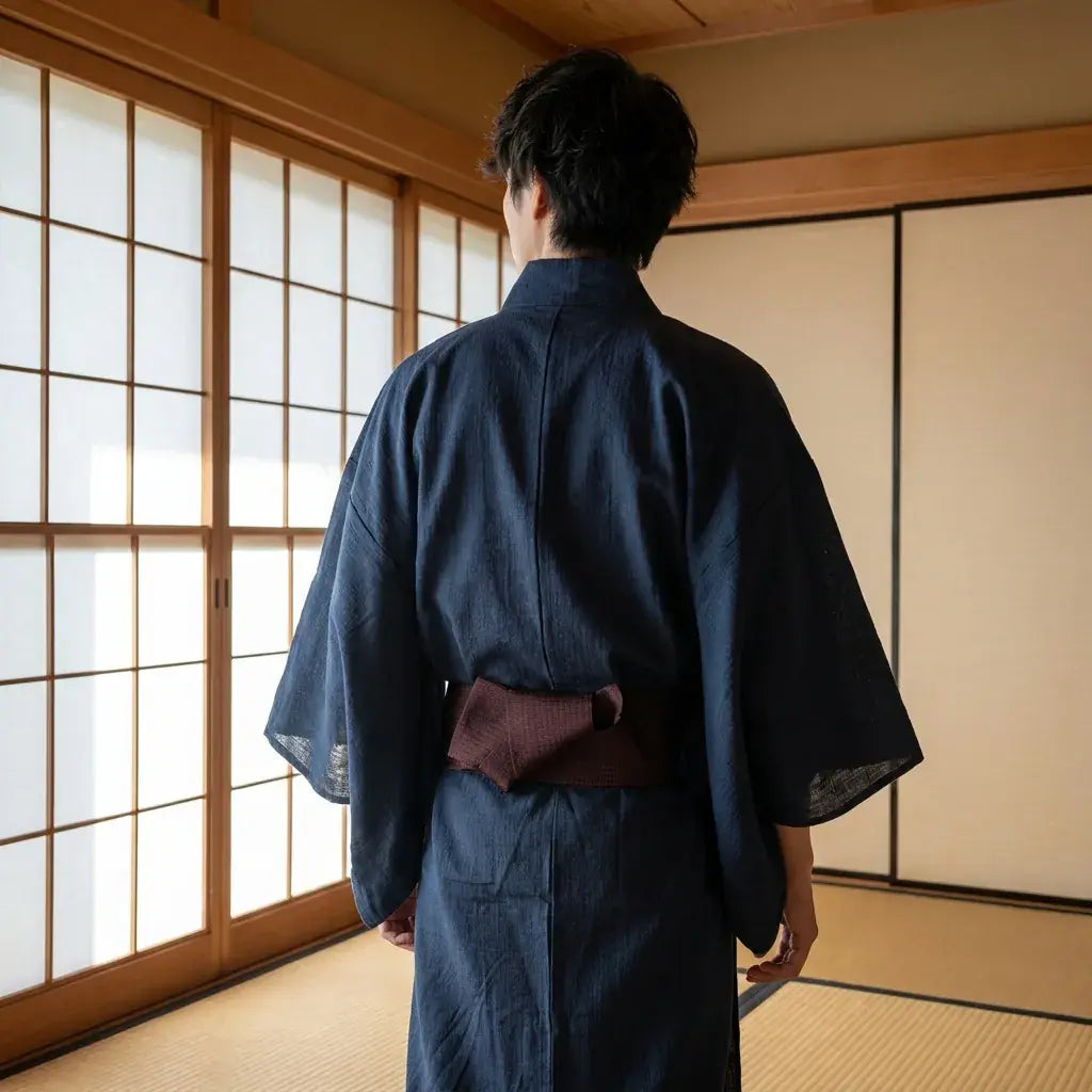 Kimono Yukata à plat, vue de dos