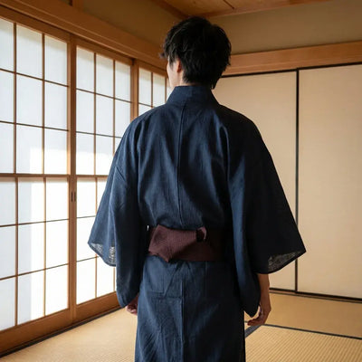 Kimono Yukata à plat, vue de dos