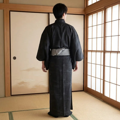 Kimono yukata homme vue de dos manches larges