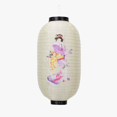Lanterne chochin en papier ornée d'un motif geisha, illustration traditionnelle japonaise