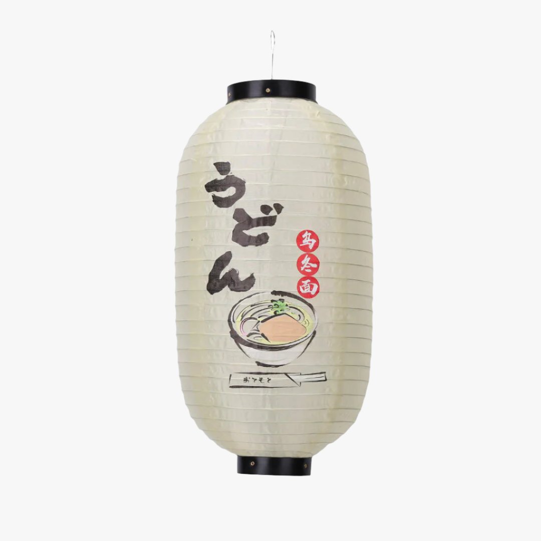 Lanterne Chochin en papier washi et bambou avec motif kanji traditionnel