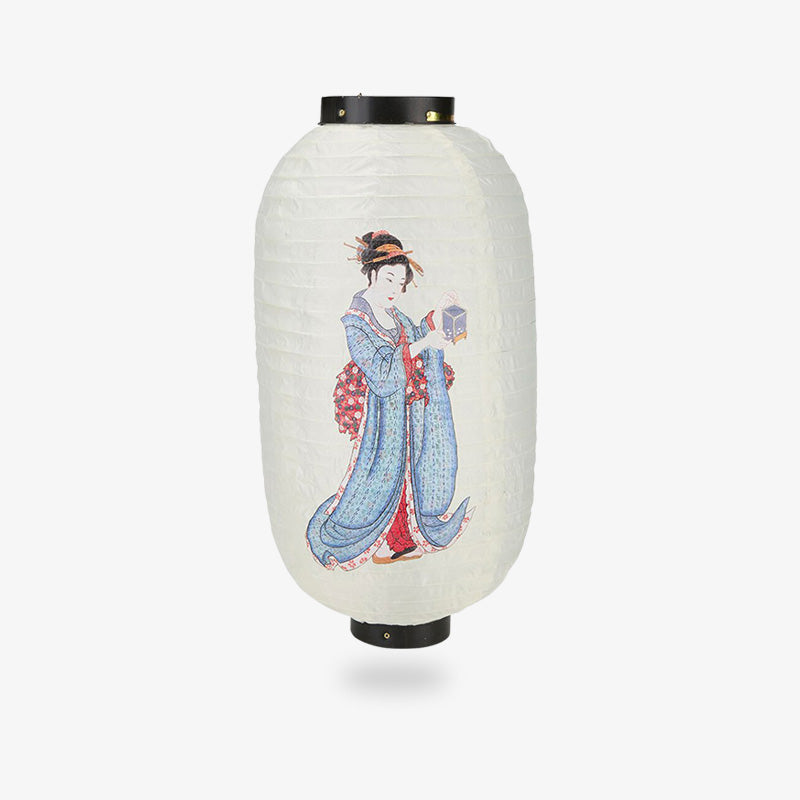 Pour une decoration japonaise, achetez une lanterne geisha en papier et de couleur blanche