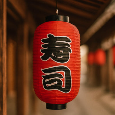 Lanterne japonaise rouge Chochin suspendue en décoration